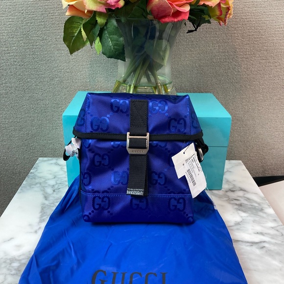 NWT Authentic Gucci GG Off The Grid Blue Nylon Messenger Bag - Picture 1 of 9